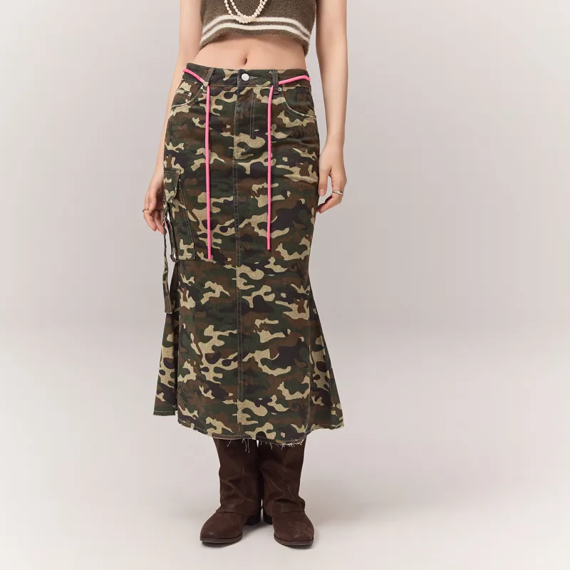 CHUU Casual Short Skirts Women's Green Camouflage-4