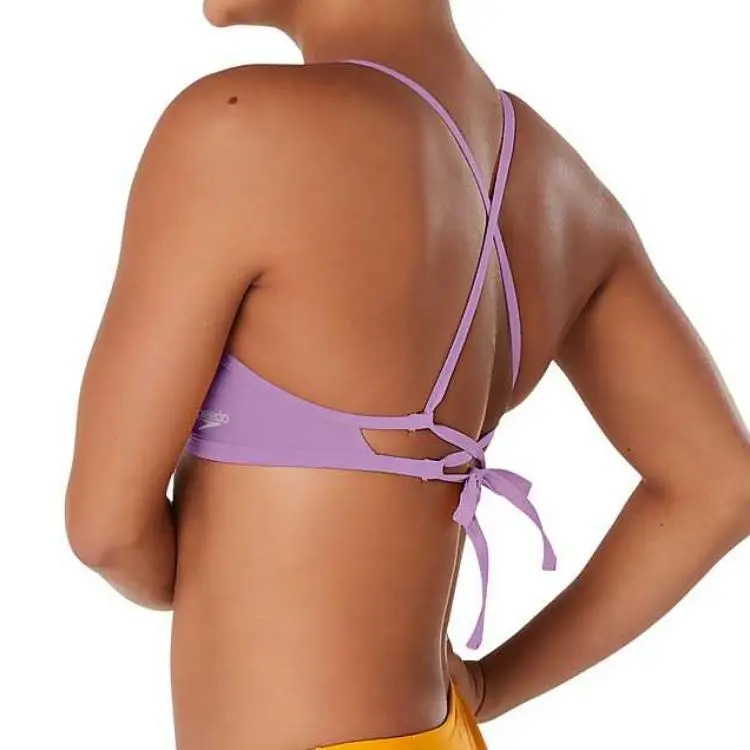 Speedo Solid Double Lace Back Yellow Bikini Women's-8