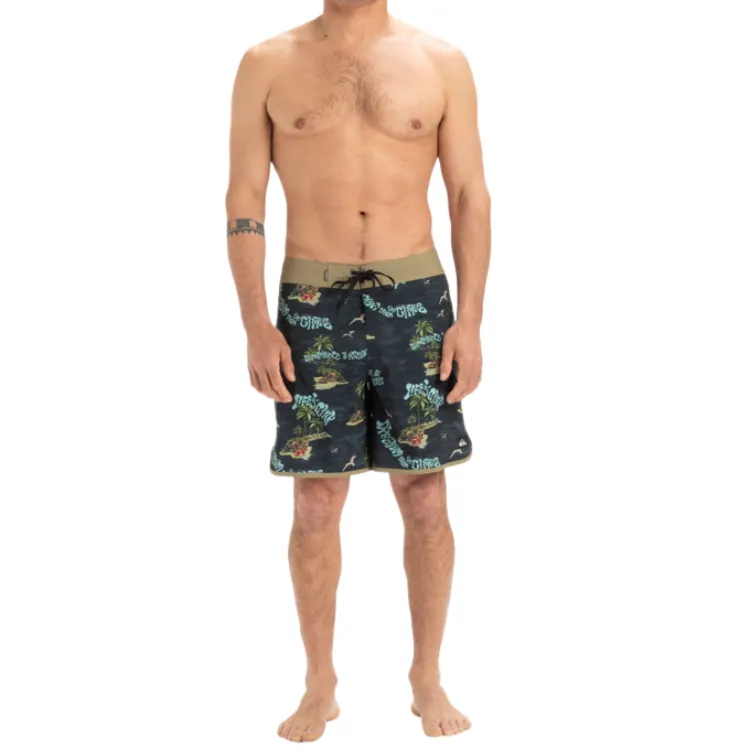 Quiksilver Surfsilk Scallop Swimming Shorts Men's Black Green-4
