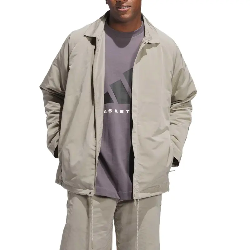 Adidas BASKETBALL THE 2025 COLLECTION CHAPTER 02 COACH Jackets Coats Unisex Light Sesame Gray Umber-1