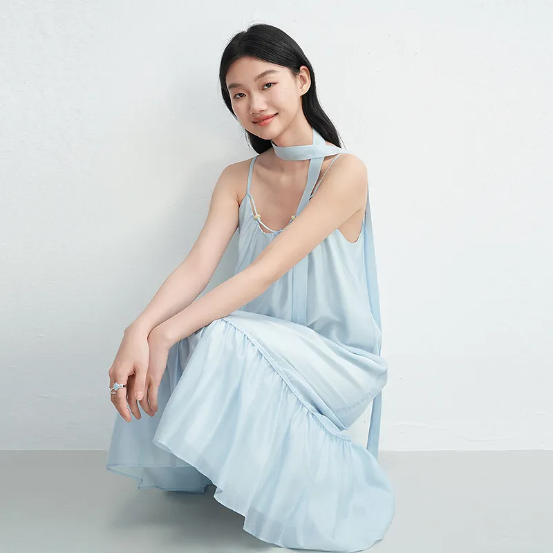 LEDIN Slip Dress Women's Ice Dew Blue In Stock-2