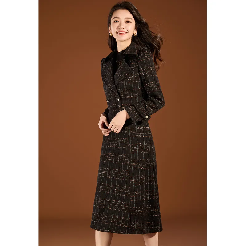 Mylan Spring Fall Skirt Set Women's Black-2