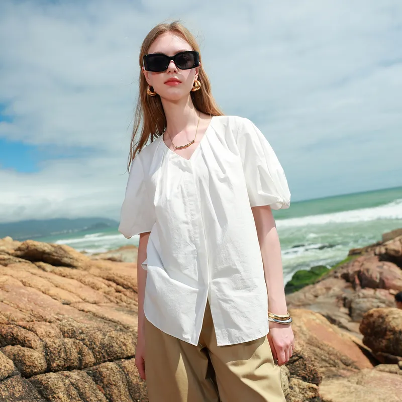 3COLOUR 100% Cotton Shirt Women's Ecru-3