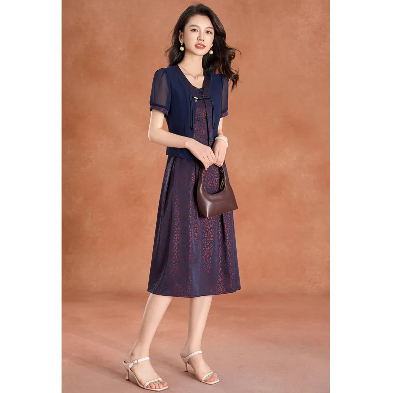 Mylan Two Piece Skirt Sets Women's Navy Blue-5