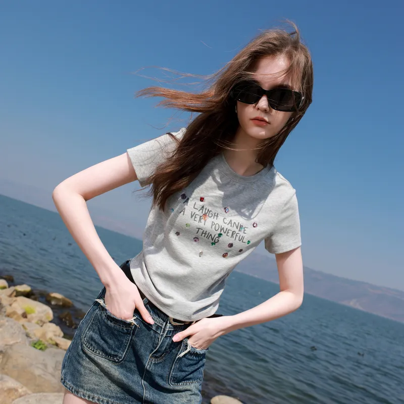 3COLOUR T Shirts Women's Heather Gray-3