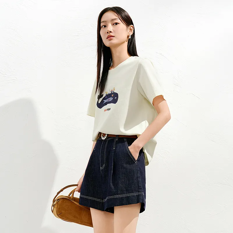 JZ. ANNAKRO T Shirts Women's Beige Yellow-2