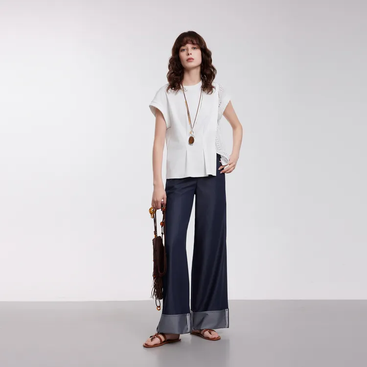 ELLE Casual Pants Women's Navy Blue-6