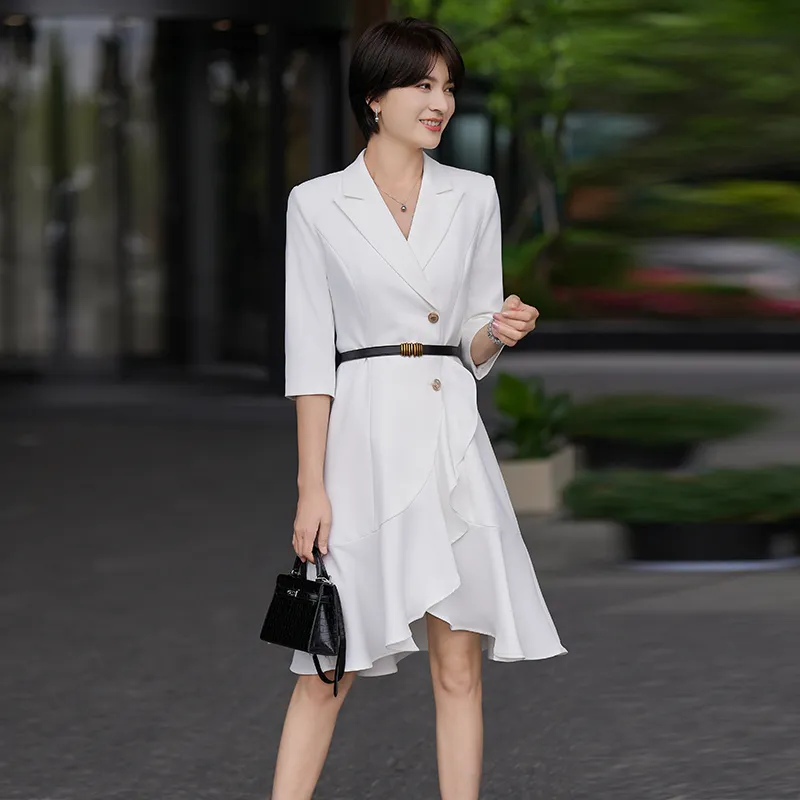 ONE SHALLOW Long-Sleeved Dresses Women's White-2
