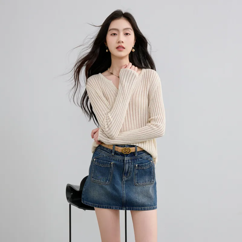 3COLOUR Casual Short Skirts Women's Haze Blue-4