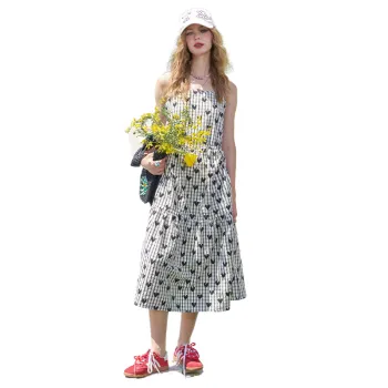 ELF SACK Slip Dress Women's Black White
