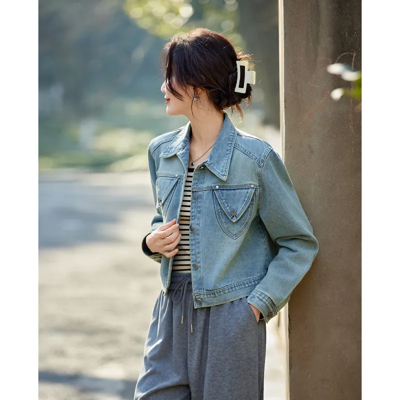 TERRE BLEUE Spring, Fall Denim Jacket Loose Fit Women's-2