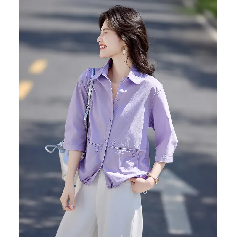 Still quiet Shirts Women's Purple-1