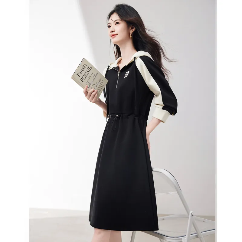 XINFEIYU Long Sleeved Dresses Women's Black-3