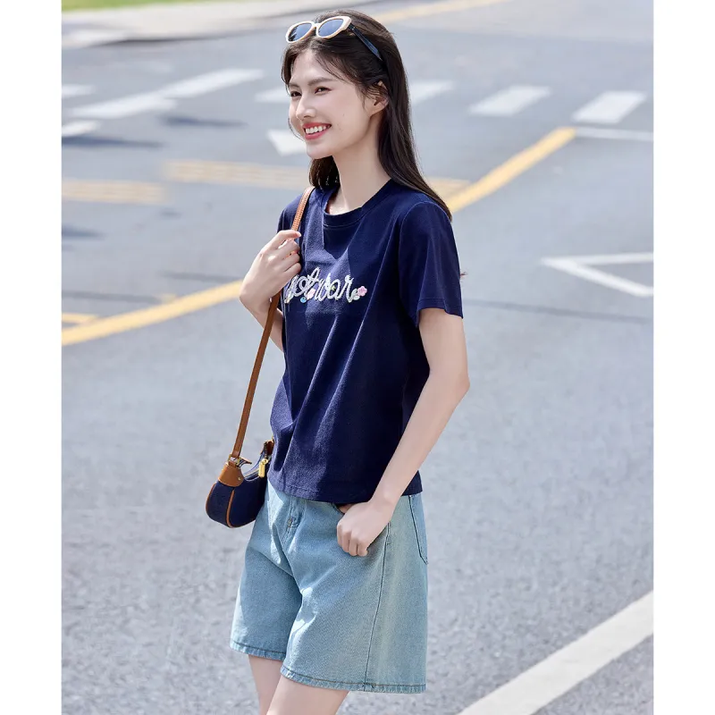 Still quiet T Shirts Women's Navy Blue-3