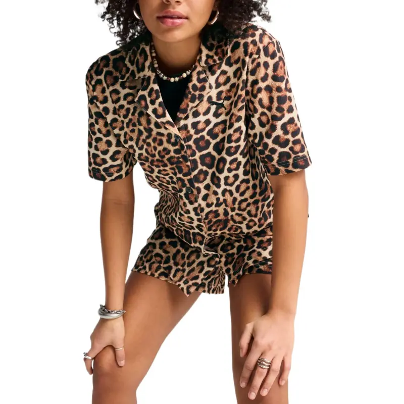 PUMA Camisa De Tejido Con Estampado Integral Relajado Para Mujer Leo Luxe-3