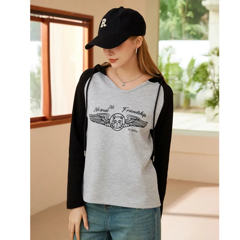 FAWENXIANGZI Raglan Sleeve T Shirt Women's Light Gray-4