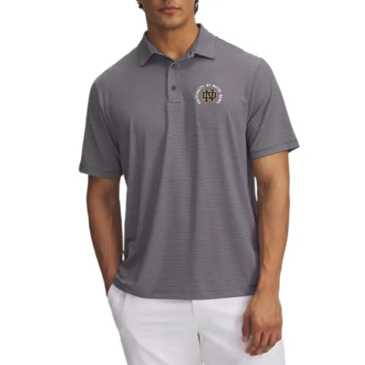 Under Armour Collegiate UA Tee 2 Green Bridge Stripe Polo Shirt Men's Gray-1