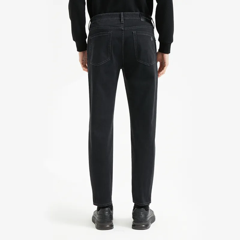 LESS IS MORE Versatile Trendy Washed Mall Same Style Jeans Men's Black-4