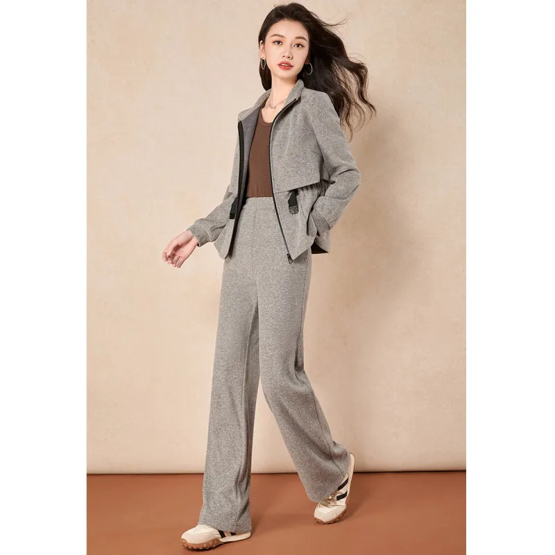 Mylan Casual Suit Cinched Waist Women's Gray-3