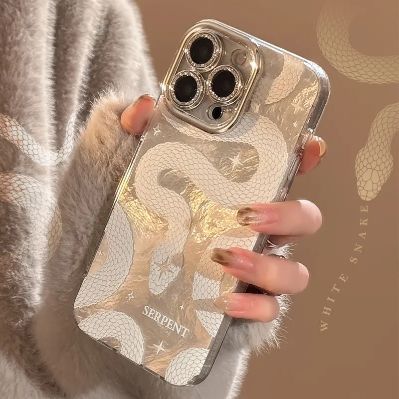 QIZHENG ABS+PC Material White Snake Phone Case Compatible With Apple 16 Pro Max/15/14/13/12/11-3