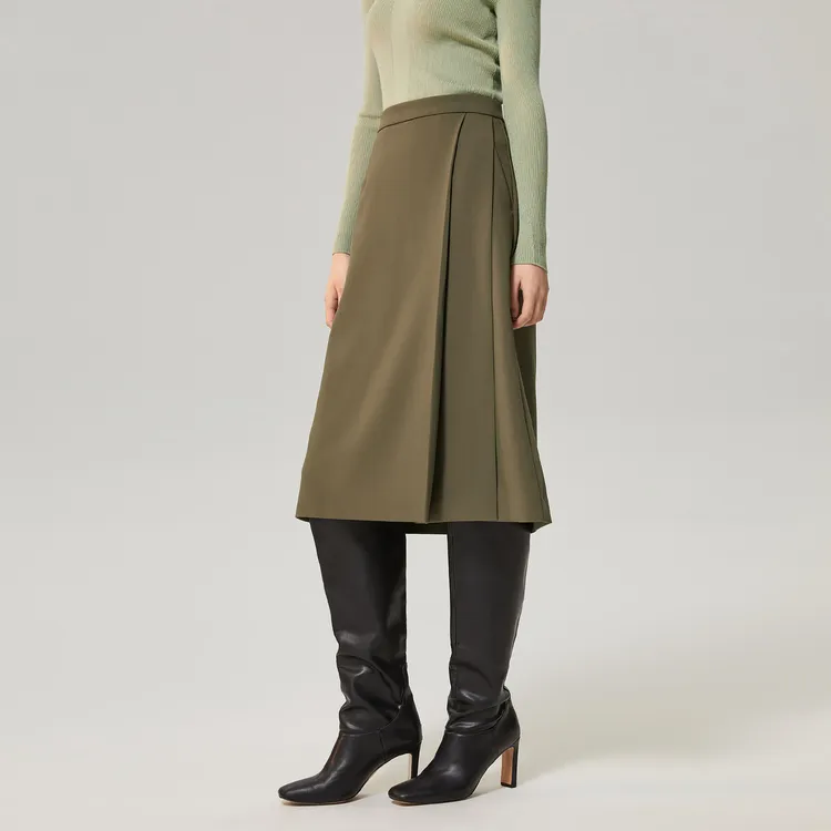 OVV SS23 Casual Long Skirt Women's Khaki Green-4