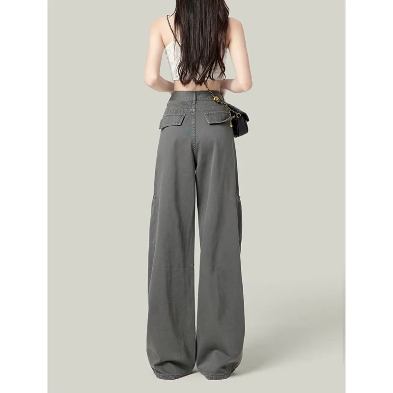 XIANSINIAO Jeans Women's Gray-4