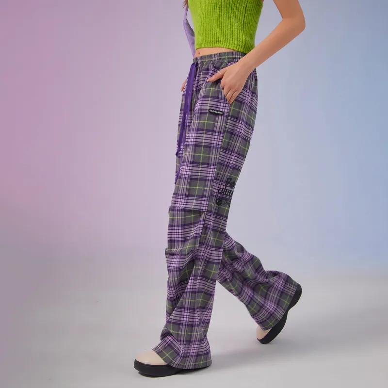 CHUU Casual Pants Women's Purple Plaid-2