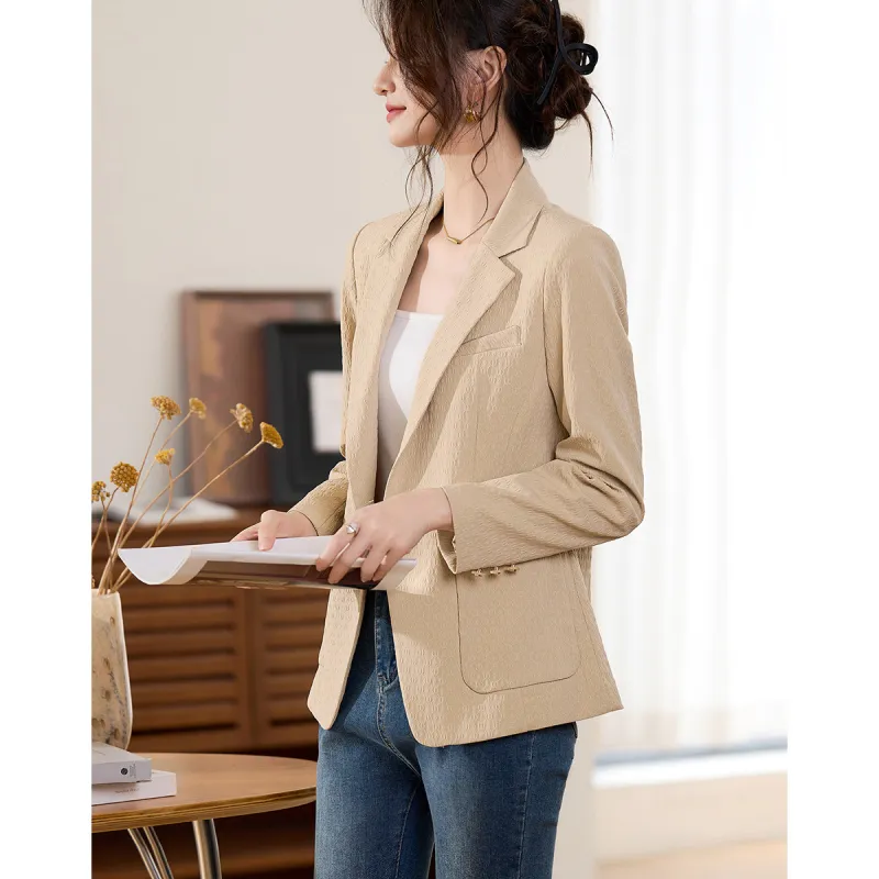 Like The Age Of Water Fall Velvet feel Coat Loose Fit Women's Khaki-1