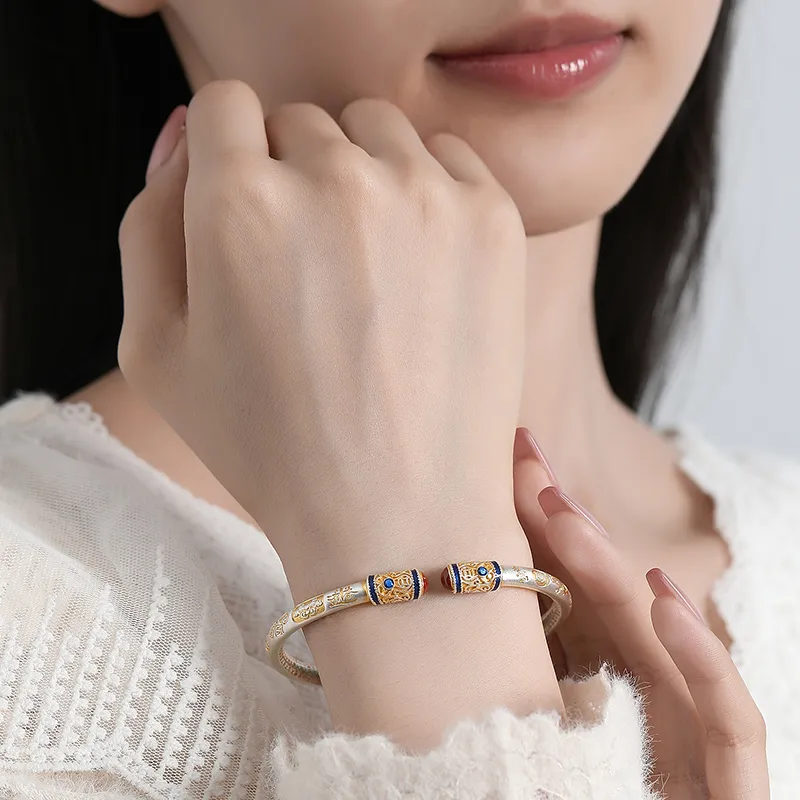 YASHENGZHUBAO 999 Fine Silver Sterling Silver Bracelets Women's-6