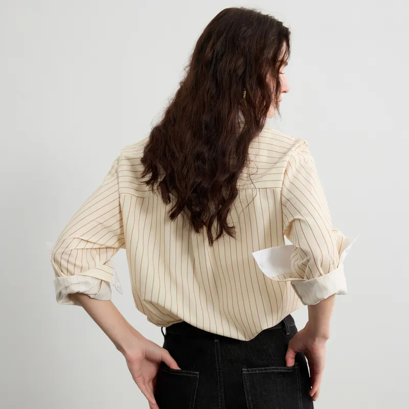 3COLOUR Shirt Women's Light Yellow Stripes-5