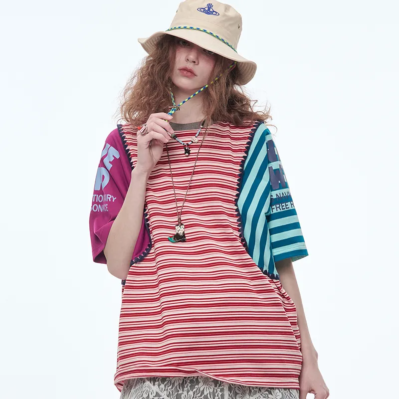 ELF SACK T Shirt Women's Red Stripes-5