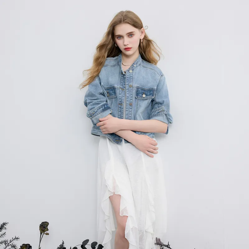 3COLOUR Denim Jacket Women's Sky Blue-3