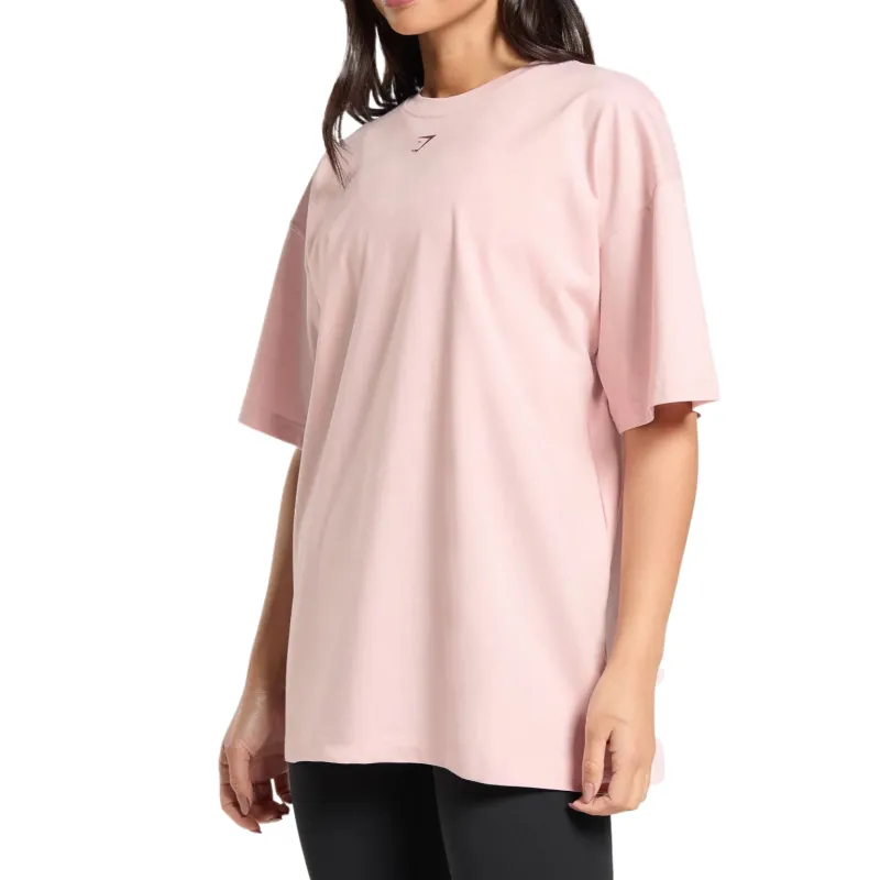GYMSHARK Drop Shoulder Sleeve T Shirt Women's Pink-2
