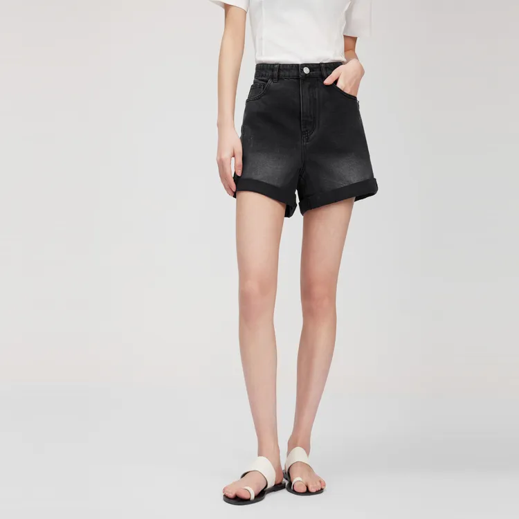 ELLE Denim Shorts Women's Dark Gray-2