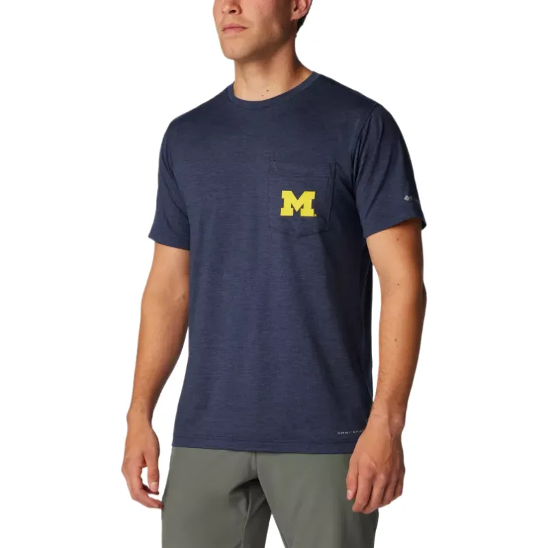 Columbia Collegiate Tech Trail T Shirt Men's Marine Blue-1