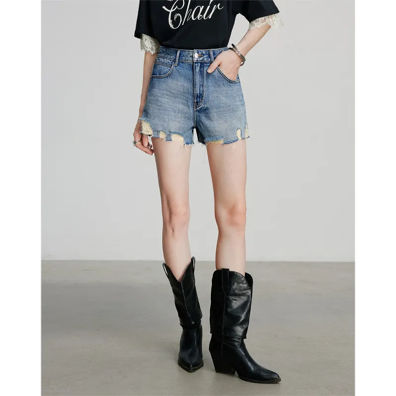 Initial Language Denim Shorts Women's-2