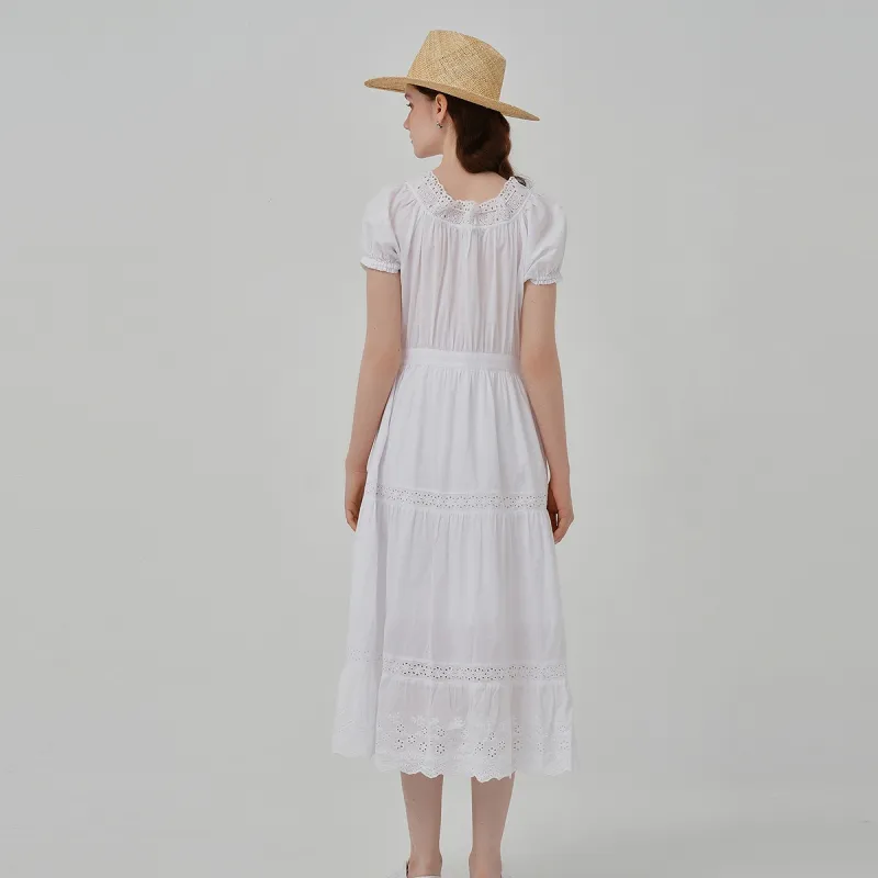 Teenie Weenie Short Sleeved Dress Women's Ivory White-4