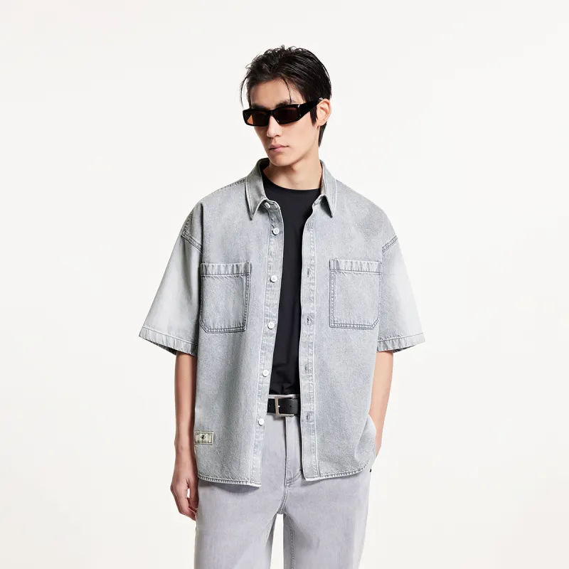 JACK JONES· Shirt Men's A17 Medium Gray Denim-4