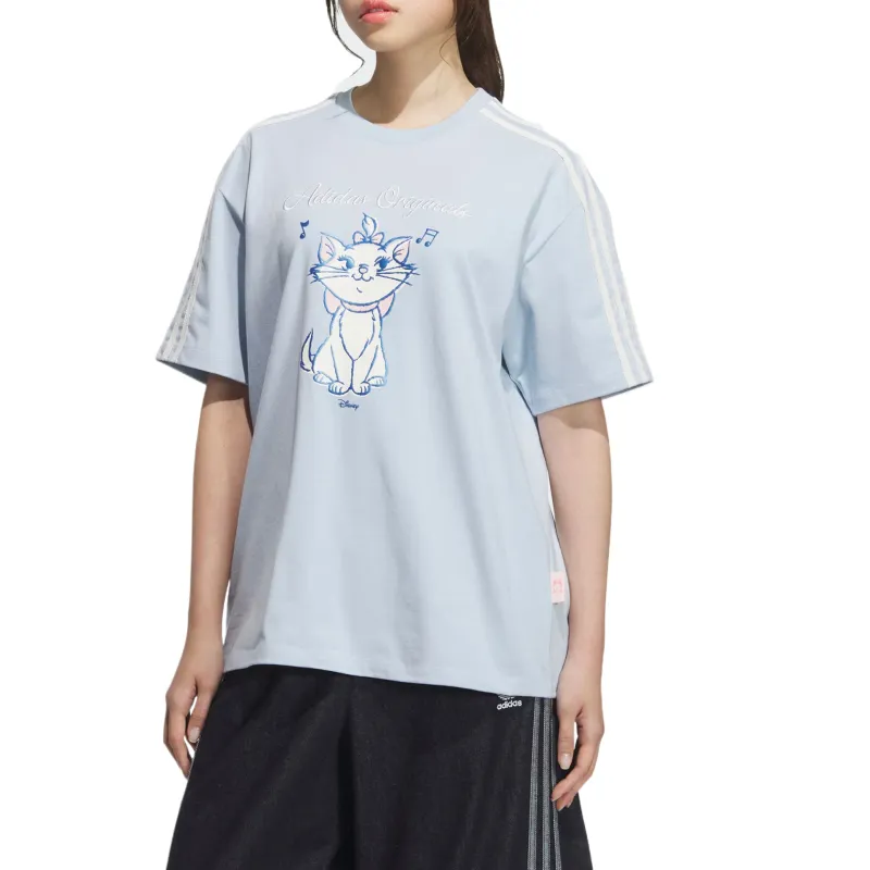Adidas Originals Disney Collaboration Drop Shoulder Sleeve T Shirt Women's Simple Blue-1