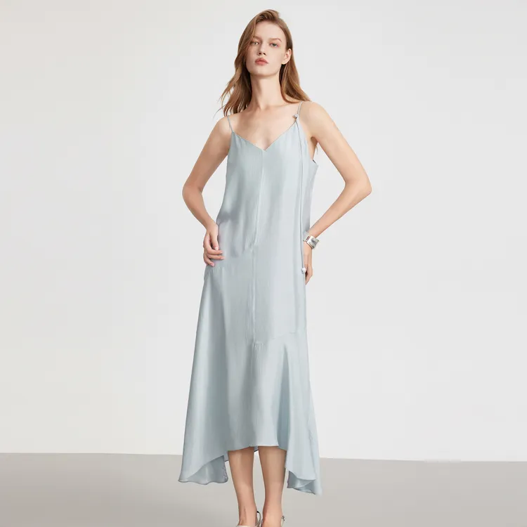 ELLE Slip Dresses Women's Light Blue-3