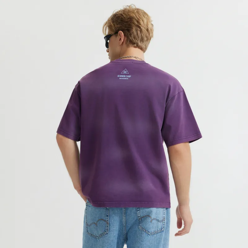 Cabbeen T Shirt Men's Eggplant Skin Purple-3