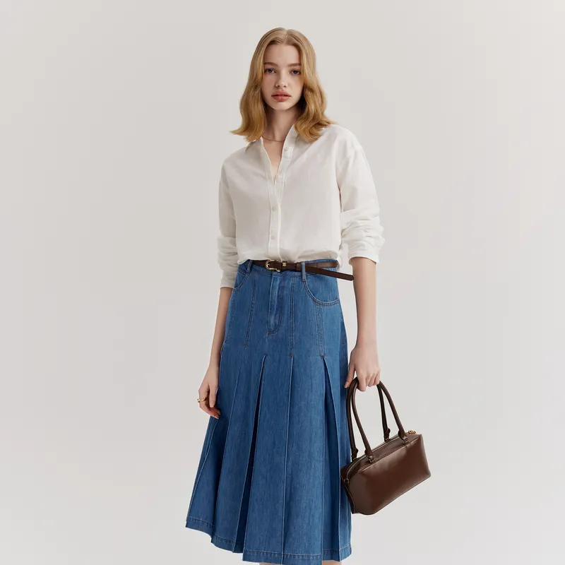 E.land Denim Long Skirt Women's Denim-3