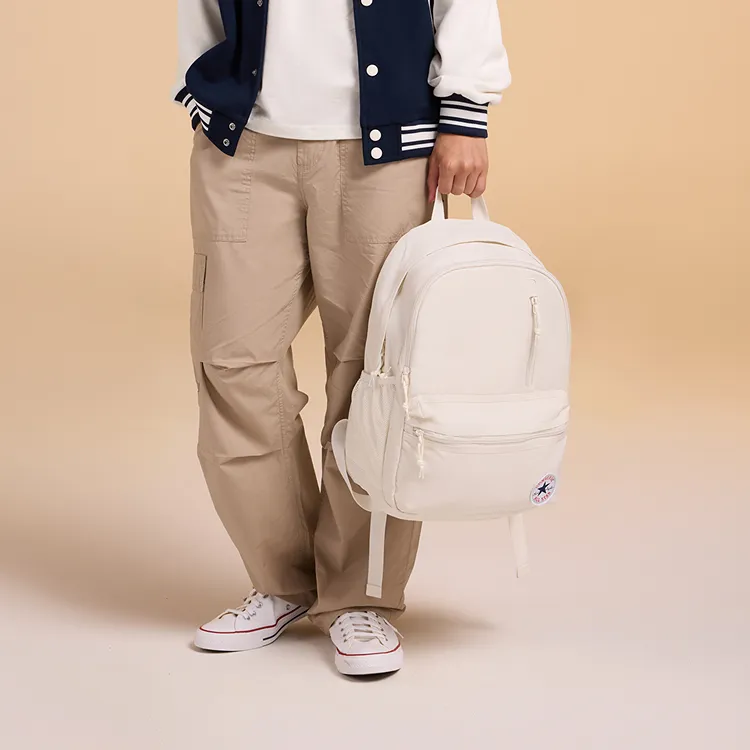 Converse Polyester Backpack Regular Unisex Classical Style White-4