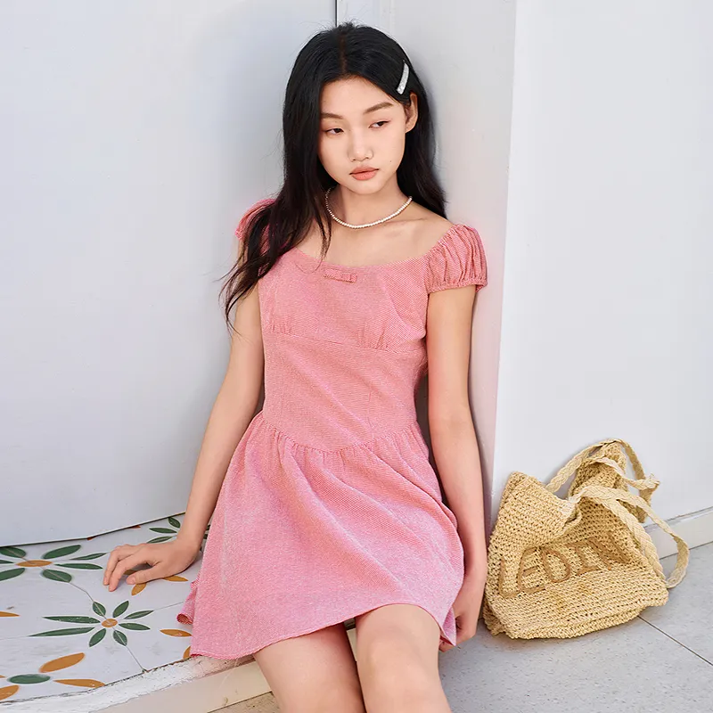 LEDIN Short Sleeved Dress Women's Cherry Red-2