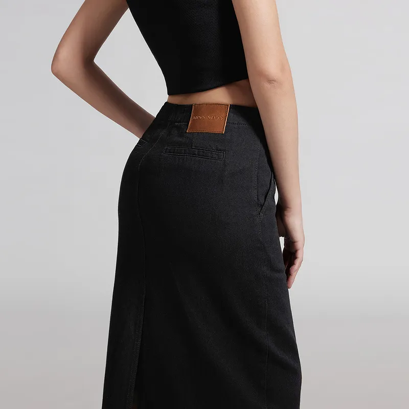 Miss Sixty Denim Long Skirts Women's Black-3