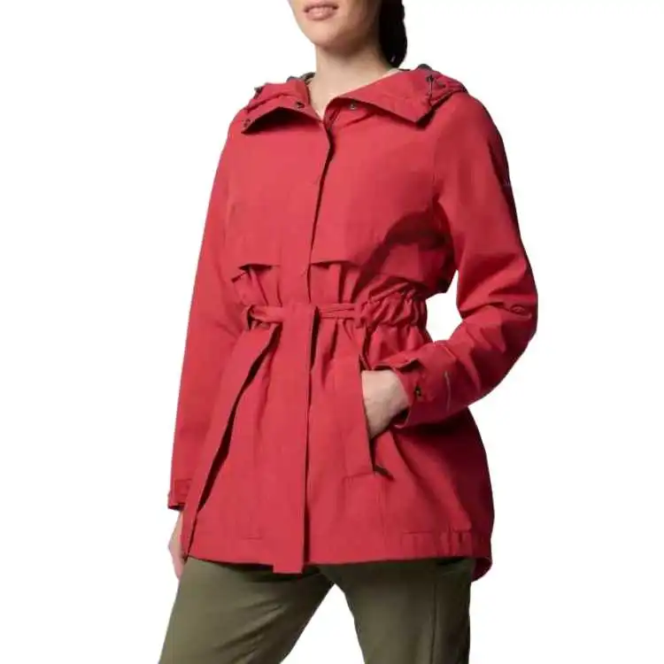 Columbia Long Valley Trench Coat Women's Red-1
