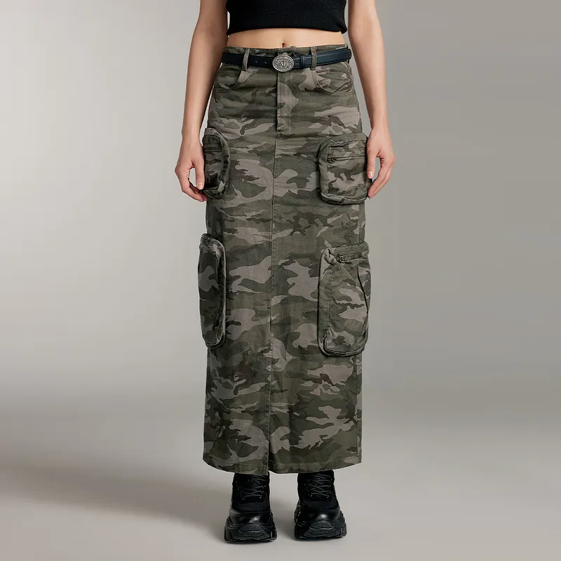Miss Sixty Casual Long Skirts Women's Army Green-2