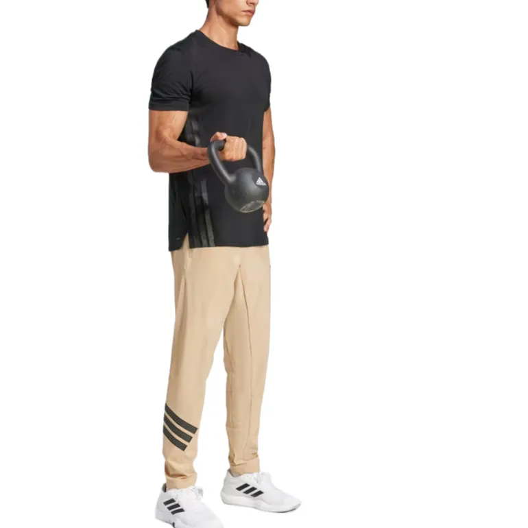Adidas IconClimacool Stripes Woven Pants Casual Pants Men's Warm Sandstone Black-3