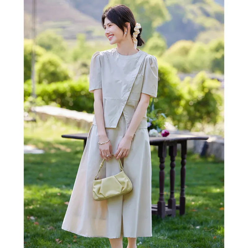 TERRE BLEUE Two Piece Skirt Sets Women's Beige-5