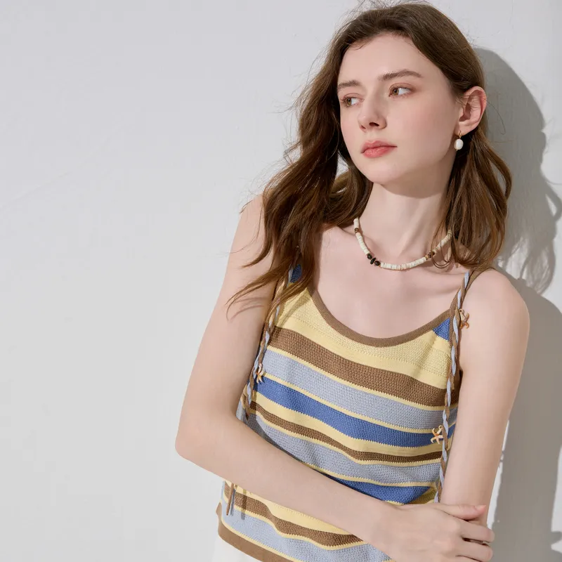 3COLOUR Knitwear Women's Glacier Blue Stripes-5